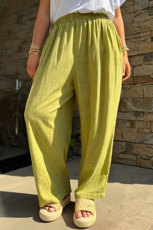 Made in Italy Yaz Linen Blend Cocoon Pant Washed Olive /50